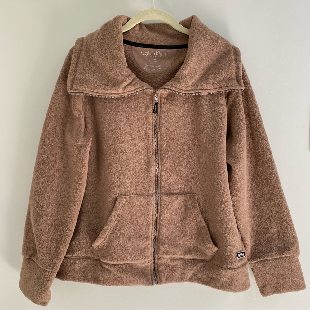 Calvin Klein Performance fleece tan zip up extra large XL